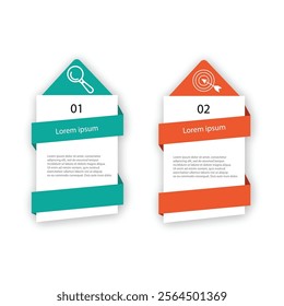 Infographic design template with icons and 2 options or steps. Can be used for process diagrams, presentations, workflow layouts, banners, flowcharts