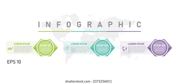 Infographic design template with icons and 3 options or steps. Can be used for process, presentations, layout, banner,info graph. Vector illustration