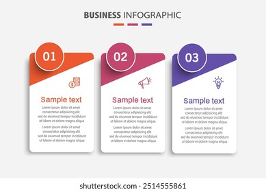 Infographic design template with icons and 3 options or steps. Can be used for process diagram, presentations, workflow layout, banner, flow chart, info graph