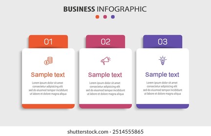 Infographic design template with icons and 3 options or steps. Can be used for process diagram, presentations, workflow layout, banner, flow chart, info graph