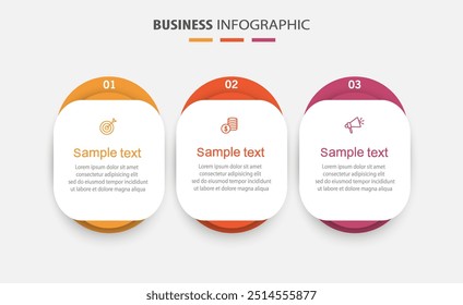 Infographic design template with icons and 3 options or steps. Can be used for process diagram, presentations, workflow layout, banner, flow chart, info graph