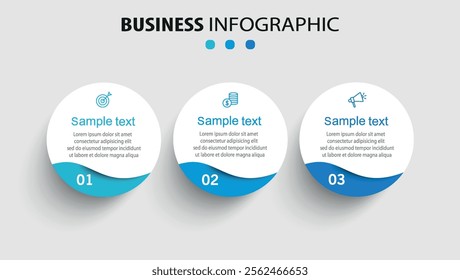 Infographic design template with icons and 3 options or steps. Can be used for process diagram, presentations, workflow layout, flow chart, info graph	
