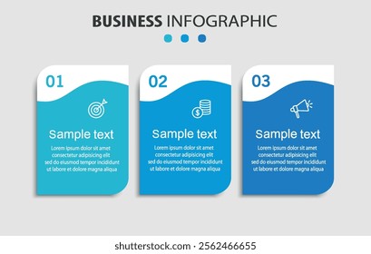 Infographic design template with icons and 3 options or steps. Can be used for process diagram, presentations, workflow layout, flow chart, info graph	
