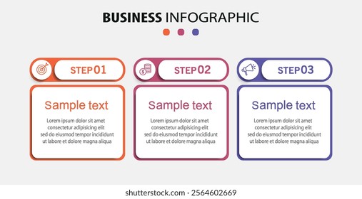 Infographic design template with icons and 3 options or steps. Can be used for process diagram, presentations, workflow layout, flow chart, info graph