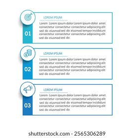 Infographic design template with icons and 3 options or steps. Can be used for process diagram, presentations, workflow layout, flow chart, info graph