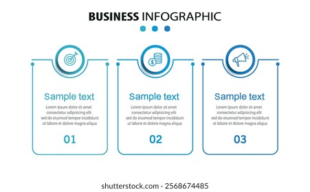 Infographic design template with icons and 3 options or steps