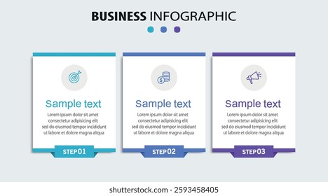 Infographic design template with icons and 3 options or steps. Can be used for process diagram, presentations, workflow layout, flow chart, info graph