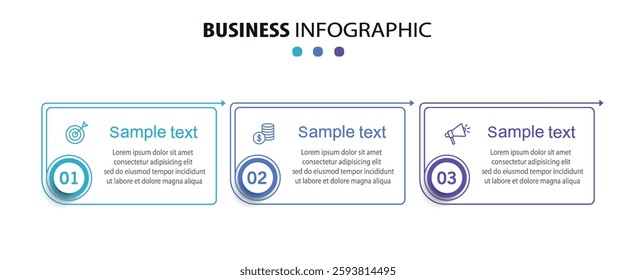 Infographic design template with icons and 3 options or steps