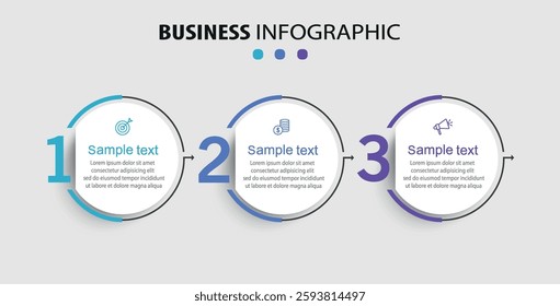 Infographic design template with icons and 3 options or steps