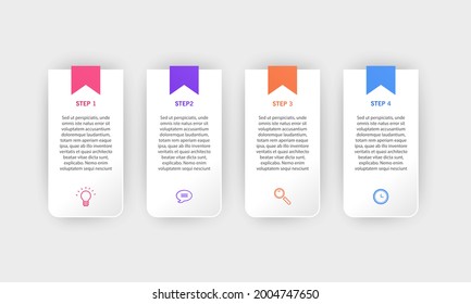 Infographic design template with icons and 4 options or steps. Can be used for process diagram, presentations, workflow layout or banner, Vector illustrations