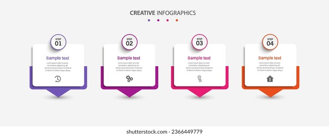 Infographic design template with icons and 4 options or steps. Can be used for process diagram, presentations, workflow layout, banner, flow chart, info graph