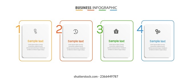 Infographic design template with icons and 4 options or steps. Can be used for process diagram, presentations, workflow layout, banner, flow chart, info graph