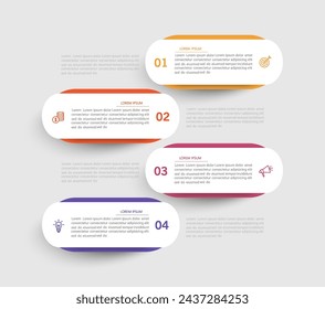 Infografik-Design-Vorlage mit Symbolen und 4 Optionen oder Schritten. Kann für Prozessdiagramme, Präsentationen, Workflow-Layout, Flussdiagramme, Infografiken verwendet werden