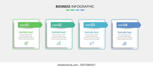 Infographic design template with icons and 4 options or steps. Can be used for process diagram, presentations, workflow layout, flow chart, info graph