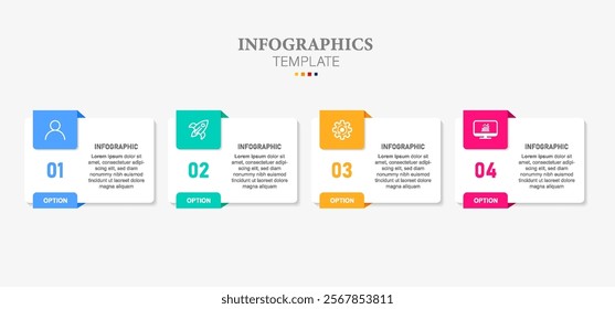 Infographic design template icons with 4 options or steps. Can be used for process diagram, presentations, workflow layout, banner, flow chart, info graph