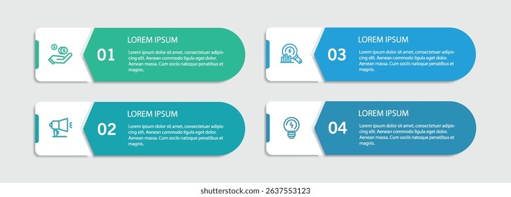 Infographic design template with icons and 4 options or steps. Can be used for process diagram, presentations, workflow layout, flow chart, info graph	
