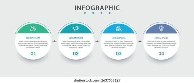 Infographic design template with icons and 4 options or steps. Can be used for process diagram, presentations, workflow layout, flow chart, info graph	
