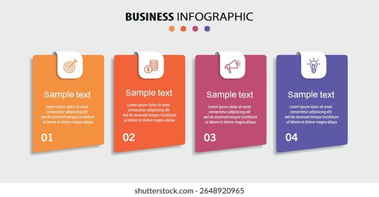 Infographic design template with icons and 4 options or steps. Can be used for process diagram, presentations, workflow layout, flow chart, info graph