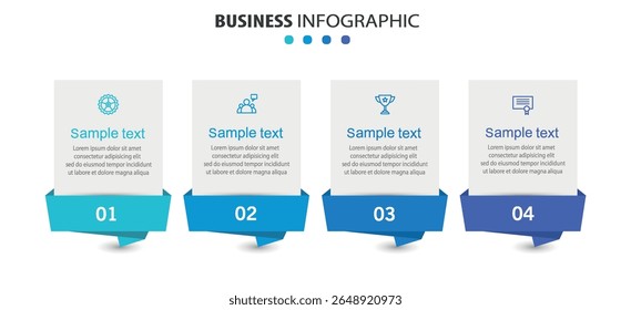 Infographic design template with icons and 4 options or steps. Can be used for process diagram, presentations, workflow layout, flow chart, info graph