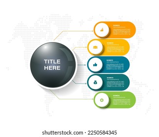 Plantilla de diseño infográfico con iconos y 5 opciones o pasos. Se puede usar para procesos, presentaciones, diseño, banner, infografía gráfica de ilustración vectorial.