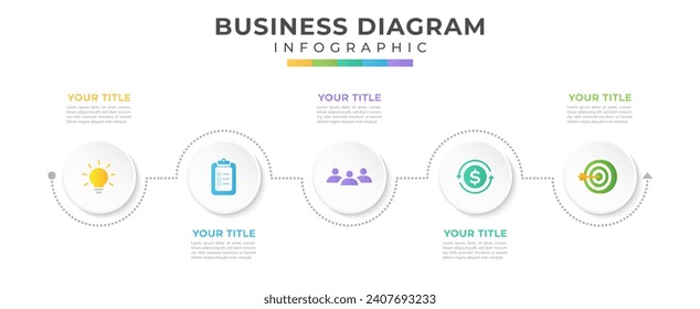 Infographic design template with icons and 5 options or steps. Can be used for processes, presentations, layouts, banners, info graphics.