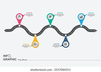 Infographic design template with icons and 5 steps. vector illustration for presentation, diagram, web, banner