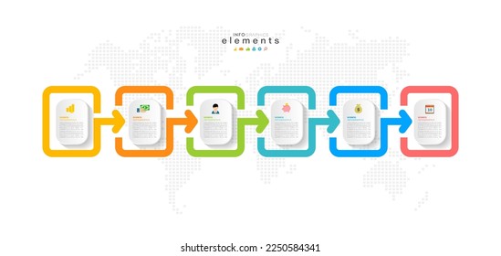 Infographic design template with icons and 6 options or steps. Can be used for process, presentations, layout, banner,info graph vector illustration.