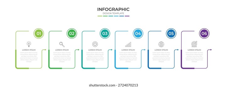 Plantilla de diseño de infografía con iconos y 6 opciones o pasos. Puede ser utilizado para el diagrama de proceso, presentaciones, diseño de flujo de trabajo, Anuncio, diagrama de flujo, gráfico de información
