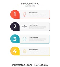 Infographic Design Template With Icons And Four Vertical Process. Vector For Company And Corporate Business Project And Presentation. Eps 10