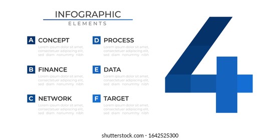 Infographic design template with icons and number four element. Process visualization. Vector for company and corporate business project and presentation. Eps 10