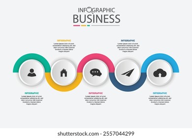 Infographic design template with icons and options. business timeline for presentation, diagram, web, banner