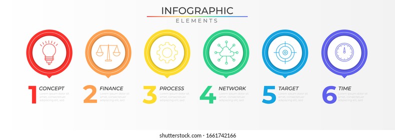 Infographic design template with icons and six options or steps. Modern vector for company and corporate business project and presentation.