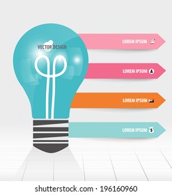 Infographic design template. Light bulb with colorful infographics paper template, vector illustration.
