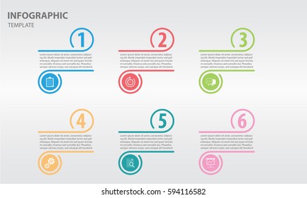 infographic design template with line and circle 6 option