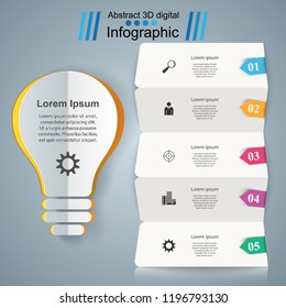 Infographic design template and marketing icons. Bulb icon. Light icon.