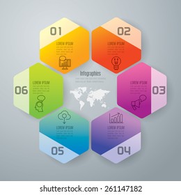 Infographic design template and marketing icons, thin line style, flat design. Can be used for workflow layout, diagram, number options, web design.   