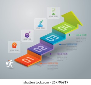 Infographic design template and marketing icons, Business concept with 4 options, parts, steps or processes. Can be used for workflow layout, diagram, number options, web design.   