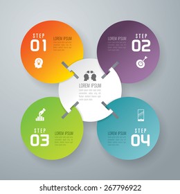 Infographic design template and marketing icons, Business concept with 4 options, parts, steps or processes. Can be used for workflow layout, diagram, number options, web design.   