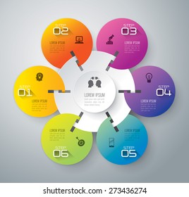 Infographic design template and marketing icons, Business concept with 6 options, parts, steps or processes. Can be used for workflow layout, diagram, number options, web design.   