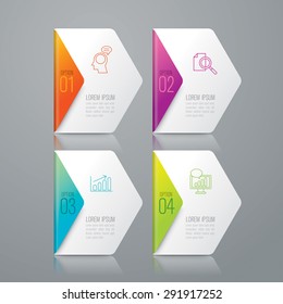 Infographic design template and marketing icons, Business concept with 4 options, parts, steps or processes. Can be used for workflow layout, diagram, number options, web design.   