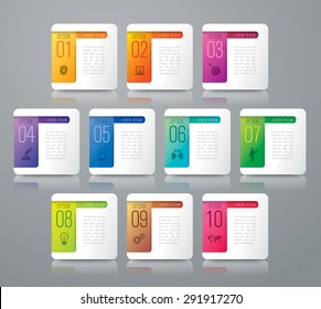 Infographic design template and marketing icons, Business concept with 10 options, parts, steps or processes. Can be used for workflow layout, diagram, number options, web design. 