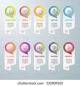 Info-graphic design template and marketing icons, Business concept with 10 options, parts, steps or processes. used for work-flow layout, diagram,banner, number options, graphic or web design.