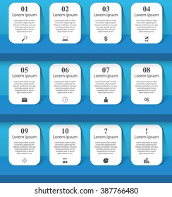 Infographic design template and marketing icons. List of 10 items.