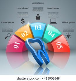 Infographic design template and marketing icons. Tooth icon.