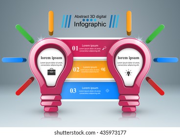 Infographic design template and marketing icons. Bulb icon. Light icon.