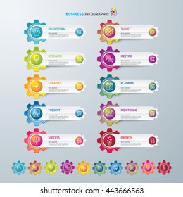 Info-graphic design template and marketing icons, Business concept with 10 options, parts, steps or processes. used for work-flow layout, diagram, banner, number options, graphic or web design.