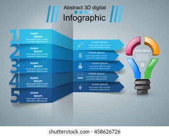 Infographic design template and marketing icons. Bulb icon. Light icon.