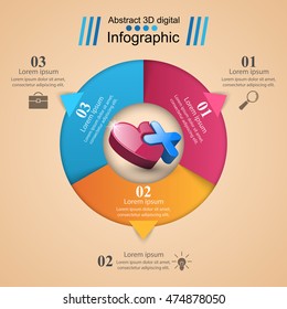  Infographic design template and marketing icons. Heart icon.