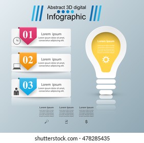 Infographic design template and marketing icons. Bulb icon. Light icon.