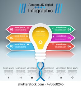 Infographic design template and marketing icons. Bulb icon. Light icon.